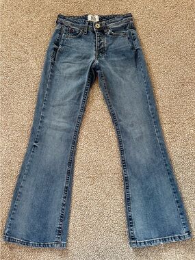 BDG Urban Outfitters Flare Jeans 24W 32L Light Wash Mid Rise Stretch Denim